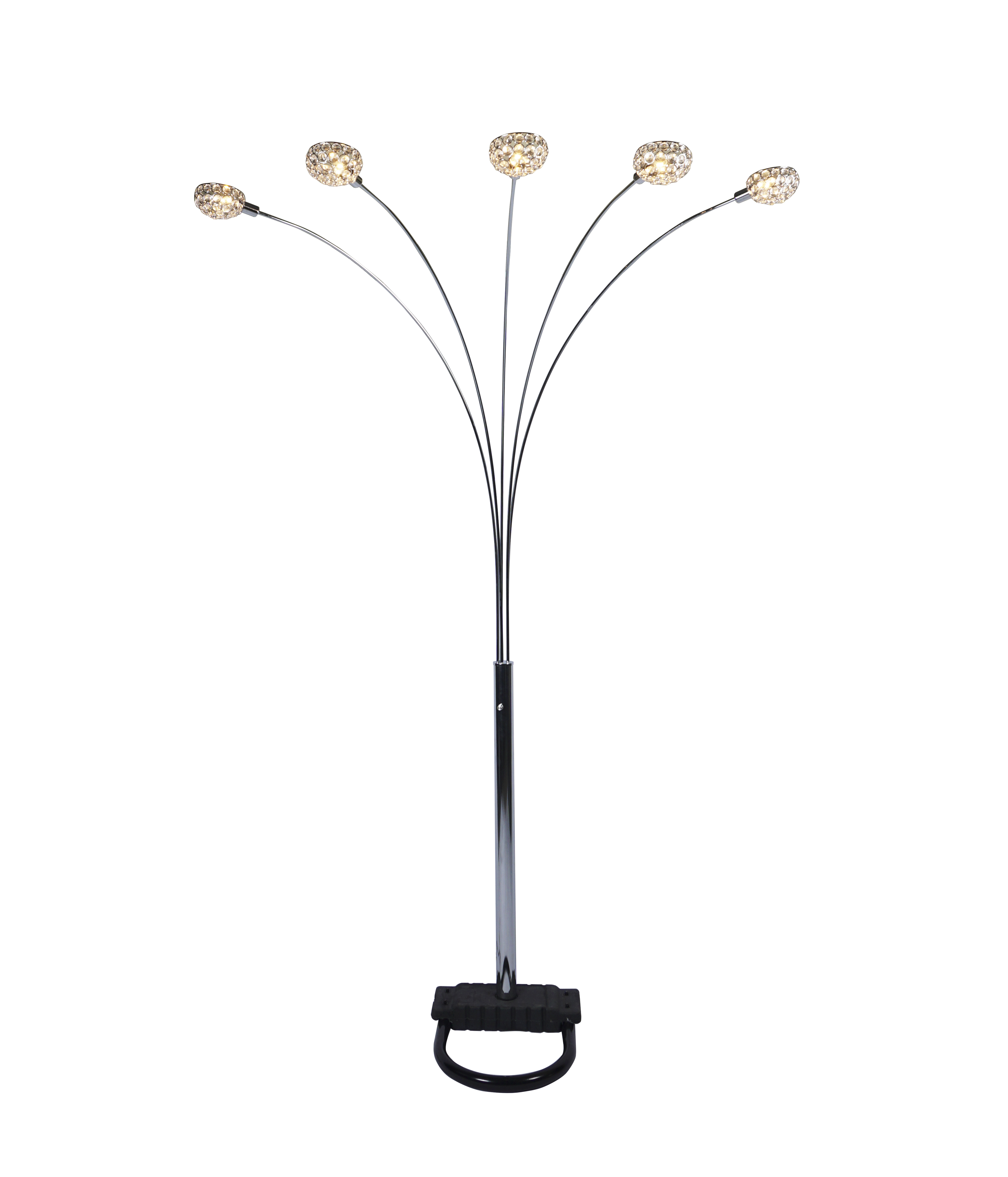 1pc Modern Design Classic Luxury Sleek Multi-head Floor Lamp Half Moon Radiant Crystal-encrusted Sleek Metallic Stems Living Room
