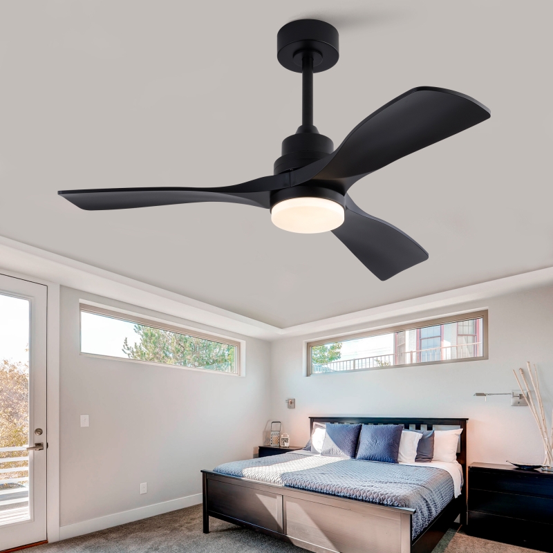 42 Inches Ceiling Fans with Lights and Remote Black Ceiling Fan for Patios with Light 3 Blades Modern Ceiling Fan Noiseless Reversible DC Motor Ceiling Fan for Farmhouse