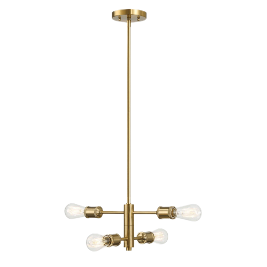 Trellis Four Lights Modern Gold Chandelier Vintage Pendant Fixture for Living Room Dining Kitchen 15"W × 6.75"H