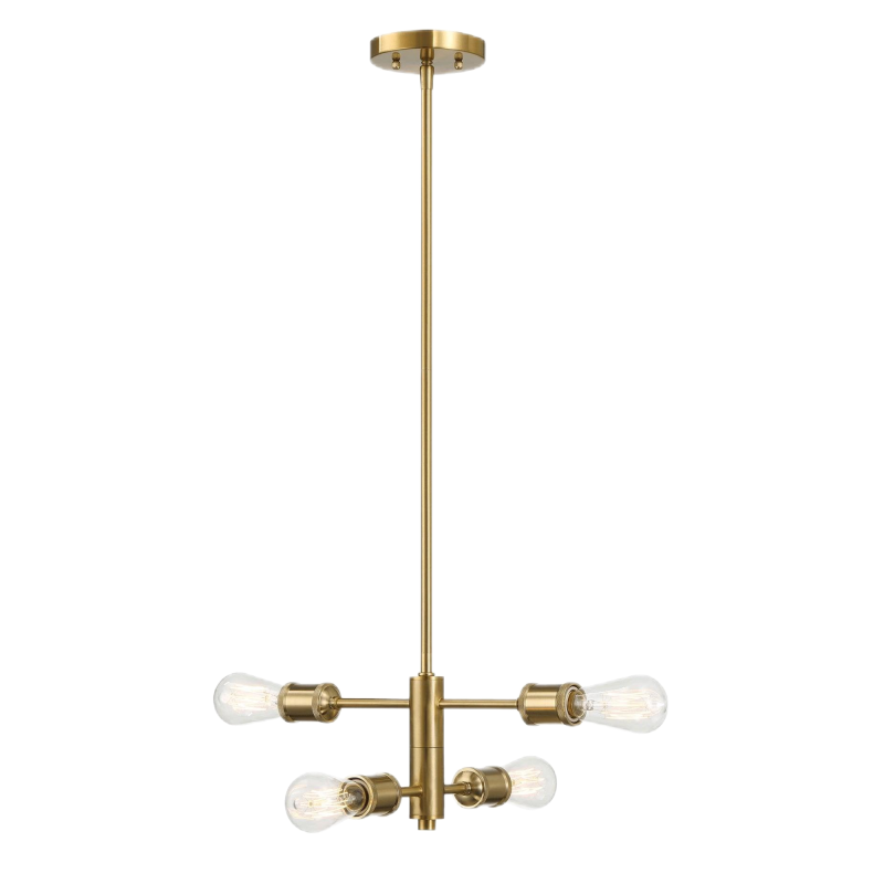 Trellis Four Lights Modern Gold Chandelier Vintage Pendant Fixture for Living Room Dining Kitchen 15"W × 6.75"H