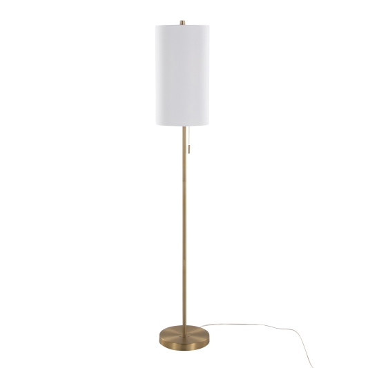 Bounty 62" Contemporary Metal Floor Lamp in Gold Metal with White Linen Shade