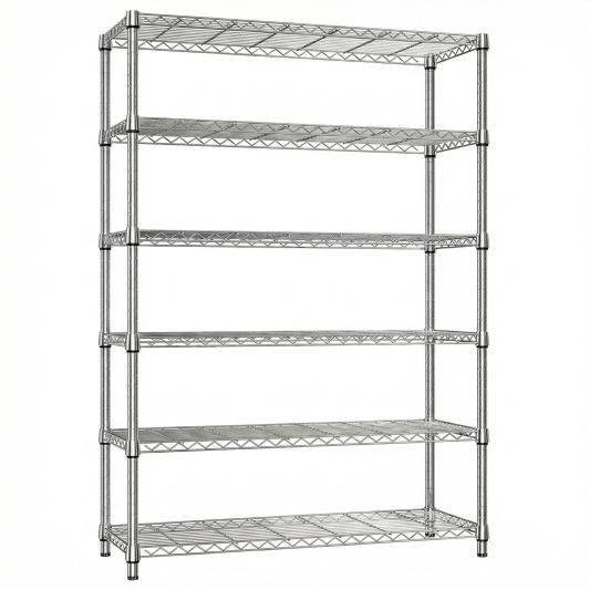 6 Tier Storage Shelves Load 2100 Lbs Metal Shelving Wire Metal Shelving Unit Shelves for Storage Adjustable Garage Shelving for Pantry Kitchen Garage 18 Inches x 47 Inches x 82 Inches (Chrome)
