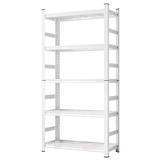 5 Tier 71 Inches in Height Adjustable Storage Rack Adjustable Shelves 2000 LBS Five Tier Shelving Unit Scratch Resistant and Wear Resistant Panels Requires Assembly (White)