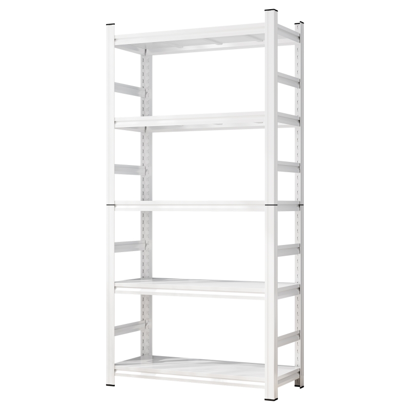 5 Tier 71 Inches in Height Adjustable Storage Rack Adjustable Shelves 2000 LBS Five Tier Shelving Unit Scratch Resistant and Wear Resistant Panels Requires Assembly (White)