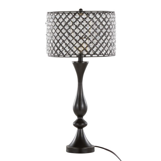 27 Inches Contemporary Metal Table Lamp in Oil Rubbed Bronze with Clear K9 Crystal and Metal Shade