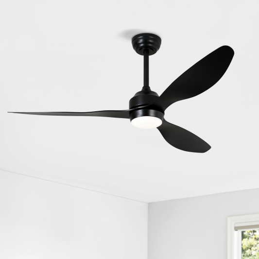52" Ceiling Fan with Lights Quiet DC Motor 3 ABS Blade Ceiling Fans 6 Speed Levels,Reversible Ceiling Fan, for Patio Living Room, Bedroom, Office,Indoor.(Matte Black )