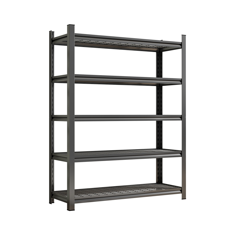 Garage Five Story Shelf, Capable Of Accommodating 2500 LBS, Adjustable Metal Shelf, Black, Requires Assembly