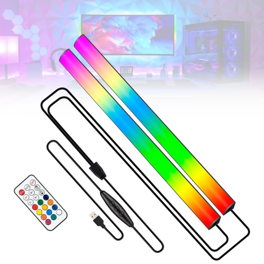2 PCS RGB Under Monitor Light, Gaming Light with 353 Color Modes, LED Desk Light with Remote Control for Room/Monitor/PC Gaming Setup