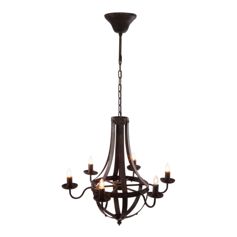 6-Light Metal Chandelier Hanging Light Fixture with Adjustable Chain for Kitchen Dining Room Foyer Entryway (Bulb Not Included)