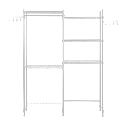 5 Tier Over the Washer and Dryer Storage Shelf Laundry Room Drying Rack with Hanger Rod and Hooks Adjustable Over Washer and Dryer Shelves Laundry Room Shelf Storage Space Saver (White)