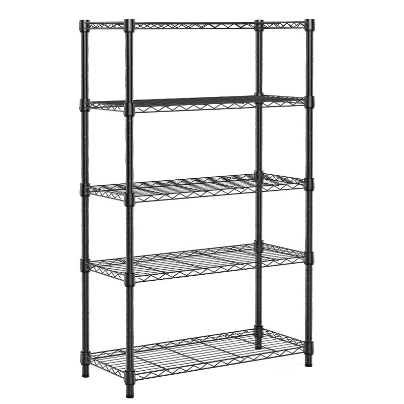5 Tier 1250 Lbs Steel Heavy Duty Utility Shelving Unit Steel Organizer Wire Rack for Home Kitchen Office 14 Inches x 24 Inches x 62 Inches (Black)