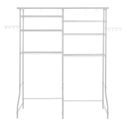 6 Tier Over the Washer and Dryer Storage Shelf Laundry Room Drying Rack with Hanger Rod and Hooks Adjustable Over Washer and Dryer Shelves Laundry Room Shelf Storage Space Saver (White)