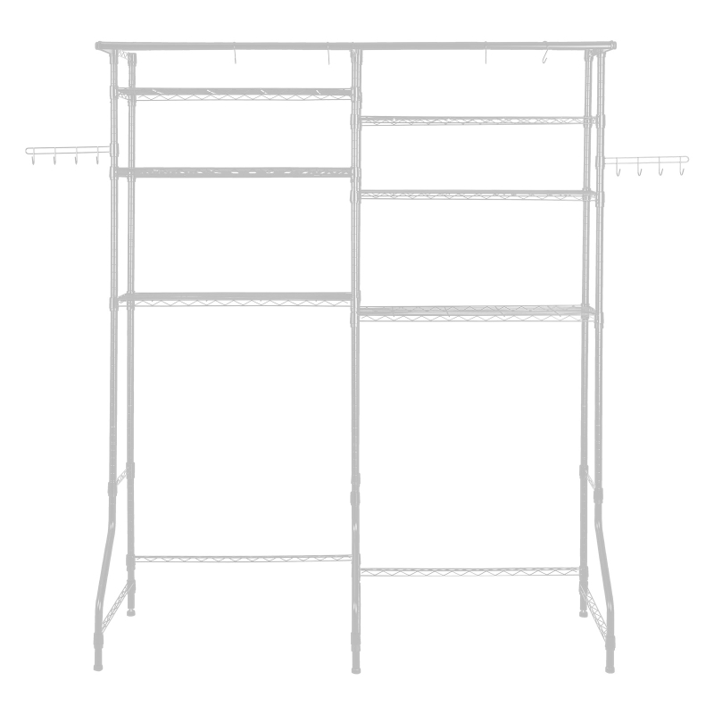 6 Tier Over the Washer and Dryer Storage Shelf Laundry Room Drying Rack with Hanger Rod and Hooks Adjustable Over Washer and Dryer Shelves Laundry Room Shelf Storage Space Saver (White)