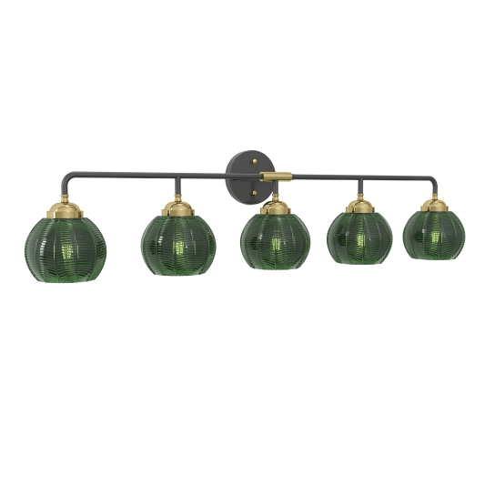 5-Light Bathroom Light Fixtures(Not Include Light Bulbs) Modern Vanity Lights with Glass Shade Vintage Light Fixture Bathroom over Mirror Wall Lights for Kitchen Dinning Room Bedroom Black Gold