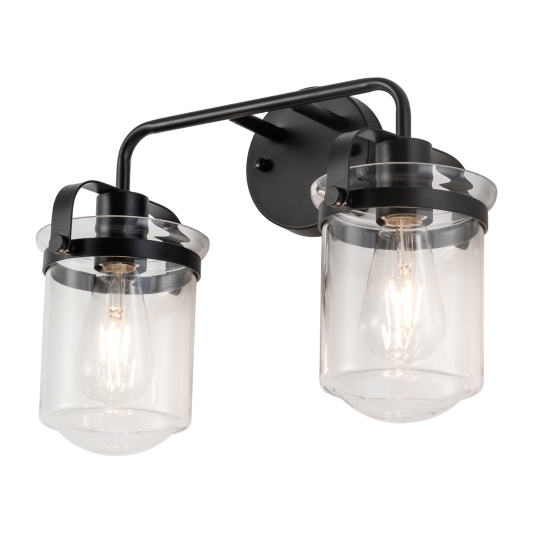 2-Light with Clear Glass Shade, Modern Sconce, Industrial Indoor  Light Fixture for Bathroom Living Room Bedroom Over Kitchen Sink, E26 Socket, [No Bulb]