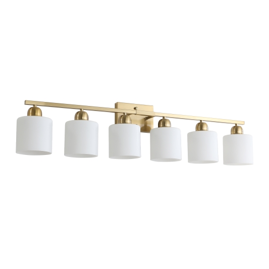 6 Light Gold Bathroom Vanity Light, Gold Bathroom Light Fixtures, 38" Modern Brushed Gold Vanity Lighting Fixtures for Bathroom Over Mirror, Gold Sconces Wall Lighting for Bedroom Living Room