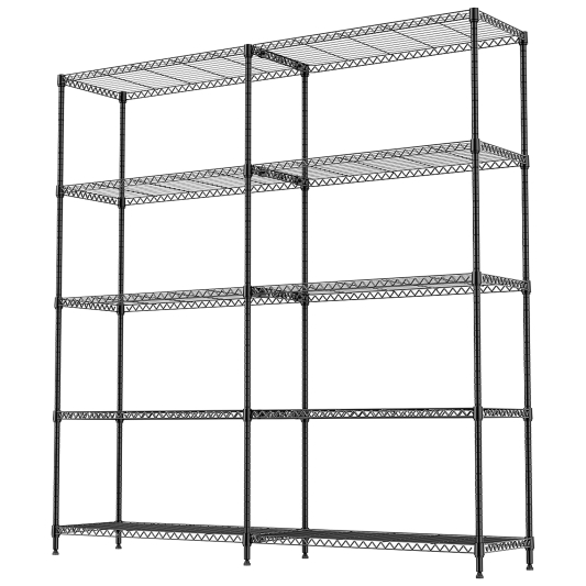 5 Tier Storage Shelves Load 1500LBS Metal Shelving Wire Metal Shelving Unit Shelves for Storage Adjustable Garage Shelving for Pantry Kitchen Garage Black 16 Inches x 34 Inches x 71 Inches