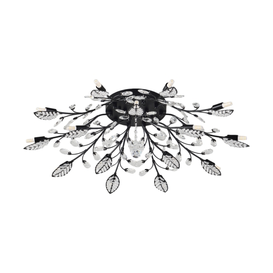 15-Light Chandelier Crystal Ceiling Lamp, 15-Lights Modern Farmhouse Ceiling Ceiling Hanging Light Fixture Over Table, for Dining Room, Kitchen Island--NO INCLUDED BULBS--Matte Black