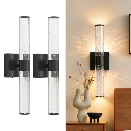 2 Sets  Black Bathroom Light ,  Modern Wall Lights Light Fixture(LED), Bathroom Over Mirror Wall Lights for Kitchen Dinning Room Bedroom Hallway