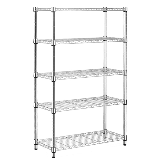 5 Tier 1250 lbs Steel Heavy Duty Utility Shelving Unit Steel Organizer Wire Rack for Home Kitchen Office 14 Inches x 24 Inches x 62 Inches (Chrome)