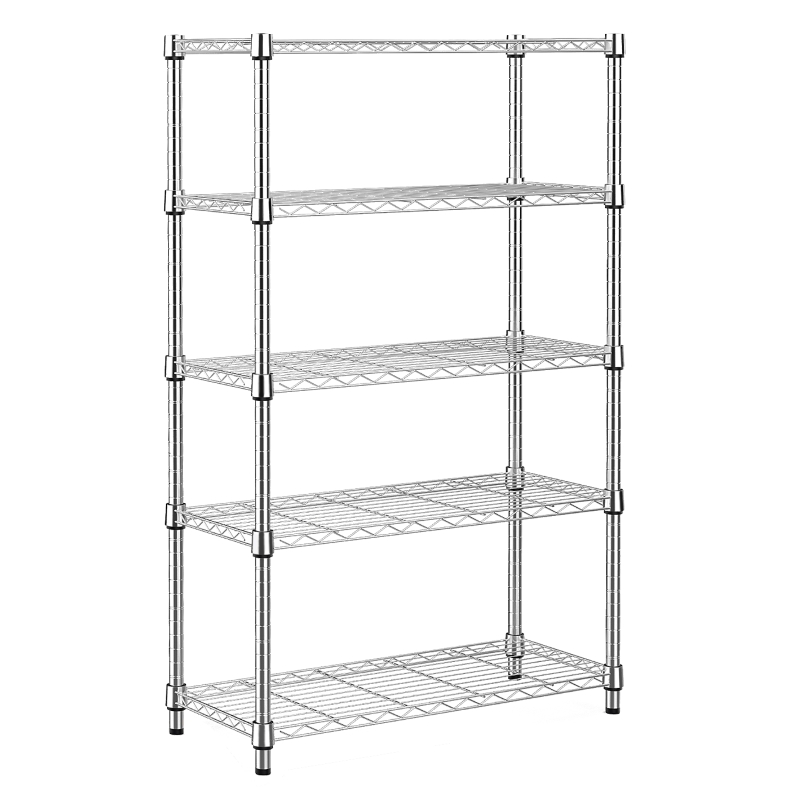 5 Tier 1250 lbs Steel Heavy Duty Utility Shelving Unit Steel Organizer Wire Rack for Home Kitchen Office 14 Inches x 24 Inches x 62 Inches (Chrome)